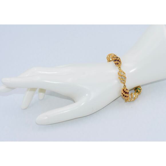 CAMROSE & KROSS JBK Jackie Kennedy Royal Egg Gold Tone/Rhinestone Bracelet - Picture 6 of 10